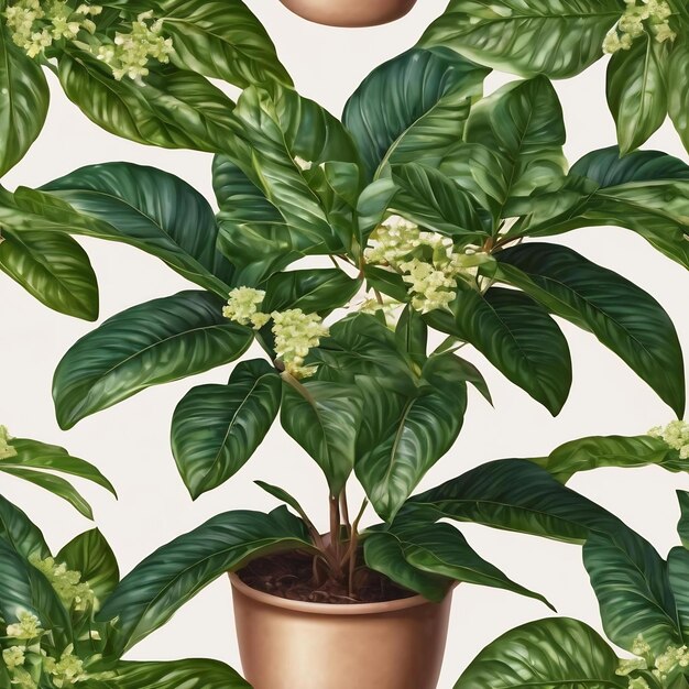 Schefflera arboricola modèle sans couture plante de walisongo à fleurs variées à feuilles persistantes avec des fleurs exotiques