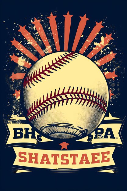 Photo schéma de couleurs classique de k1 baseball americas pastime avec une affiche d'art sportif vintage flat 2d