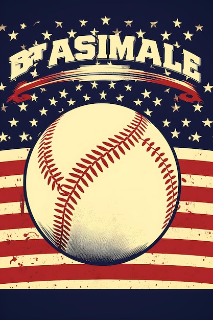 Photo schéma de couleurs classique de k1 baseball americas pastime avec une affiche d'art sportif vintage flat 2d