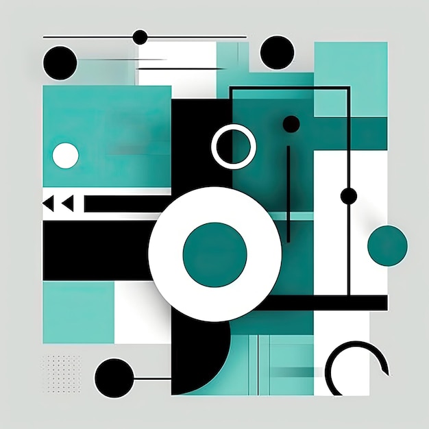 Photo schéma de couleurs monochromes au design minimaliste avec des formes géométriques bleu sarcelle générées par l'ia