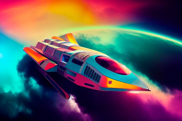 SCI FI SpaceShip Designs Vol dans une galaxie inconnue Illustration pour films dessins animés affiches