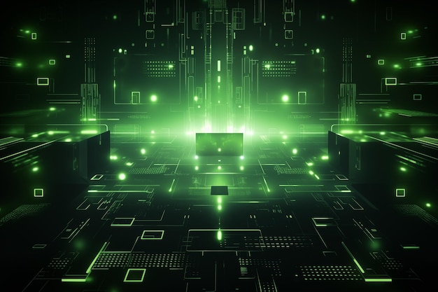 sci fond lumineux vert par IA générative