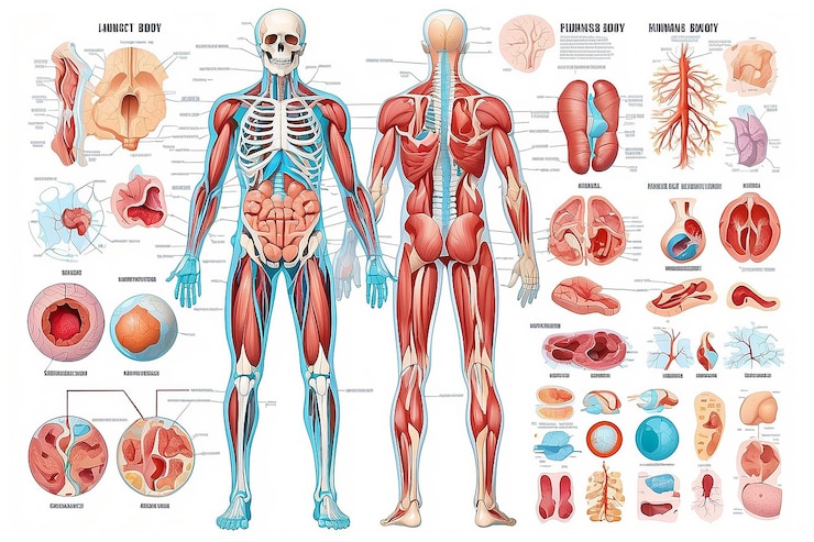 Photo science de l'anatomie du corps humain page clipart pour les enfants