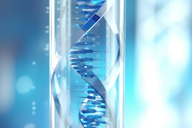 La science dans le verre Une hélice d'ADN complexe enfermée dans un tube transparent une vision des merveilles génétiques