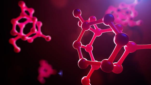 Photo science ou formation médicale avec des molécules et des atomes