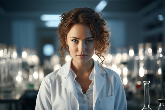 Une scientifique en blouse de laboratoire