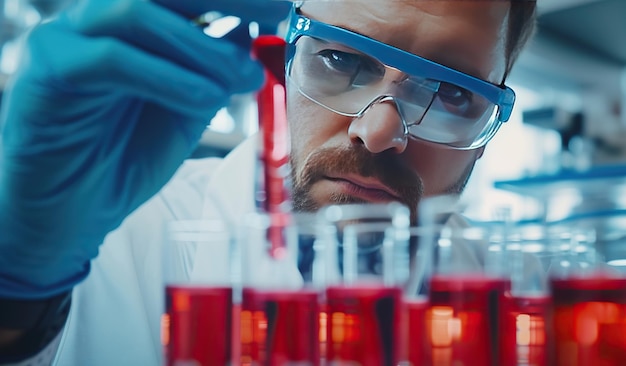 Un scientifique dans un laboratoire effectuant une analyse de fluides Le concept de la recherche médicale