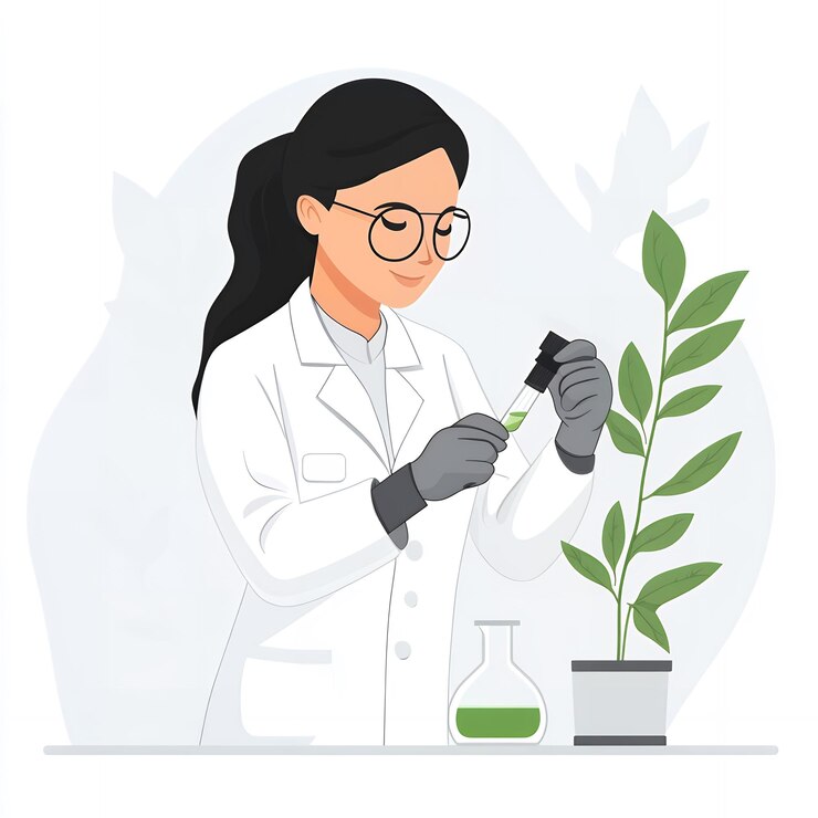 Photo scientifique examinant un échantillon de plante