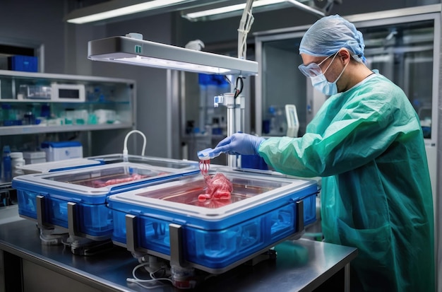 Un scientifique examinant un organe humain.