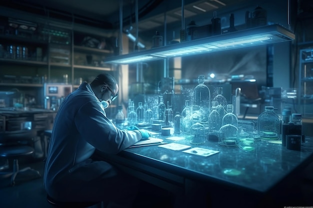 Scientifique en laboratoire L'étude des virus dangereux La recherche médicale L'IA générative