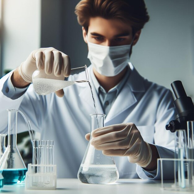 Un scientifique qui mène une expérience chimique dans un laboratoire moderne