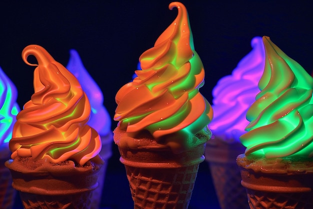 Des scoops lumineux à glace au néon