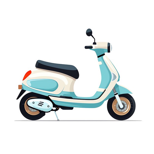 un scooter bleu et blanc