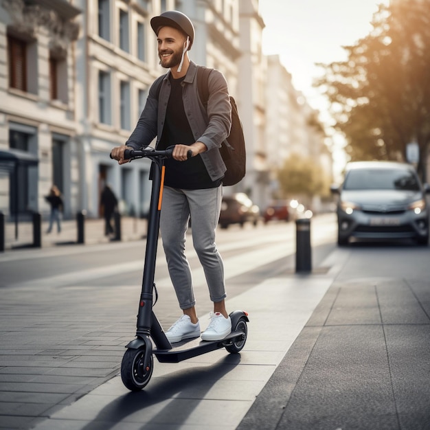 Photo scooter électrique dans la rue jeunes