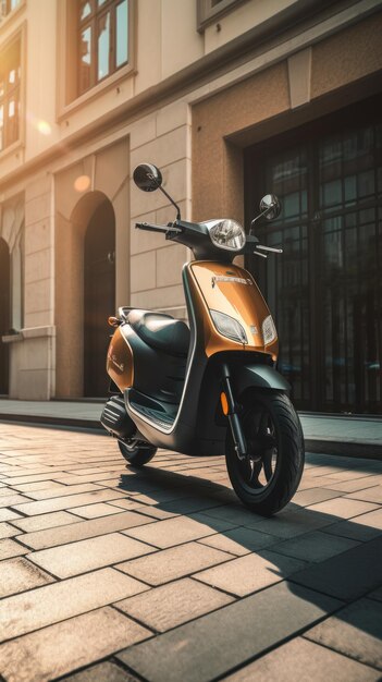 Scooter électrique dans une rue de la ville pendant une journée ensoleillée Generative AI