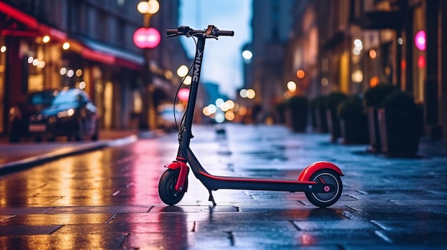 Scooter électrique dans la ville dans la rue Generative ai