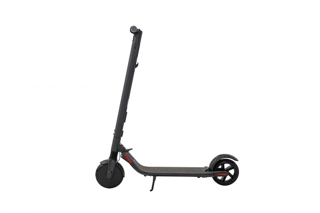 Scooter électrique gris foncé isolé sur blanc