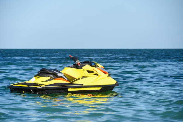 Scooter des mers flotte sur les vagues dans l&#39;eau de mer