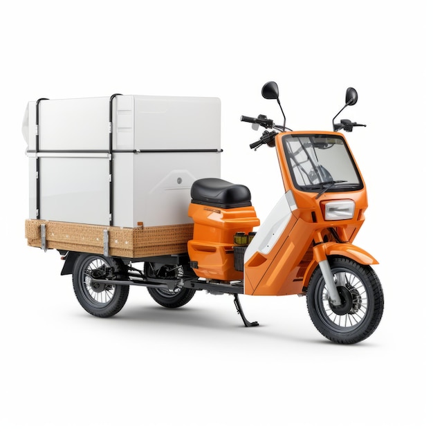 Scooter orange et blanc photoréaliste avec boîtes Rendering de haute qualité