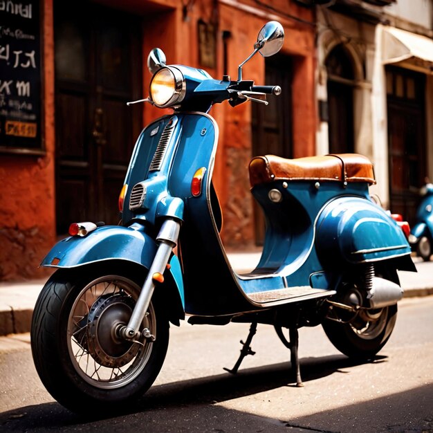 Photo scooter rétro vintage à roues de transport urbain pour les déplacements en ville