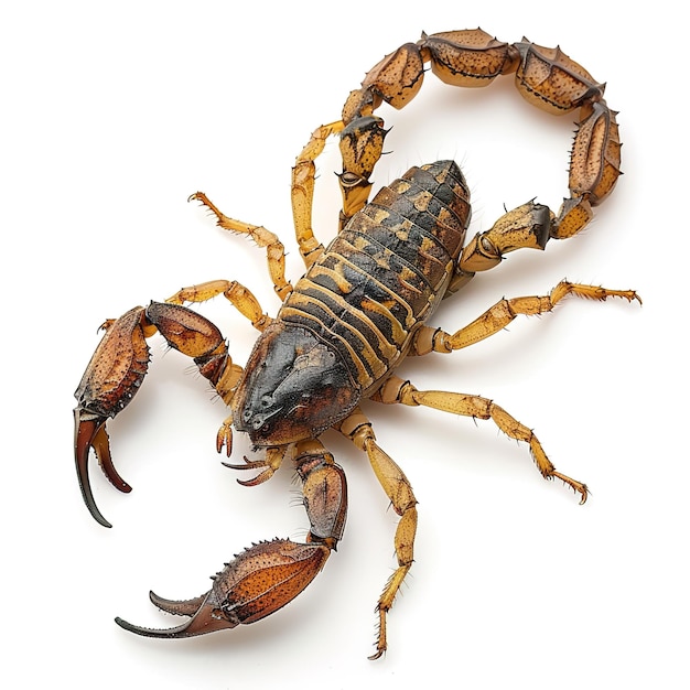 Photo un scorpion sur fond blanc id de travail 21cee00faef546c98be5b91ce917fcf9