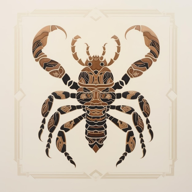 Un scorpion orné de motifs linéaires Une magnifique illustration en carton