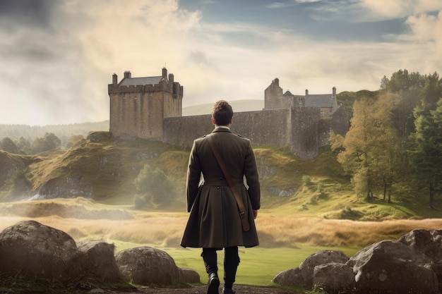 Scot man château écossais Générer Ai