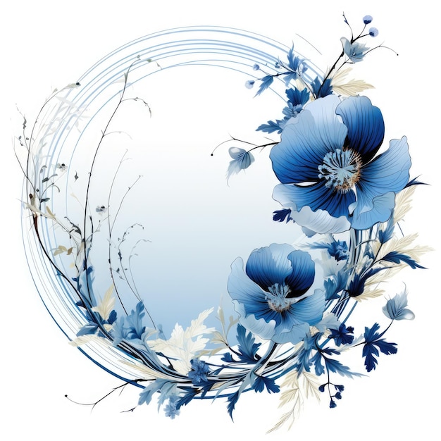 scrapbooking frontière cadre floral motifs designe doux transpanent vecteur bleu fleurs or délicat