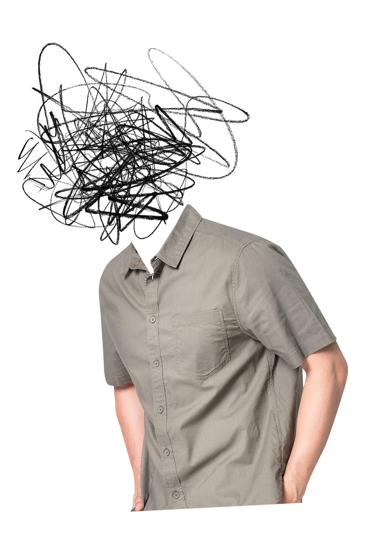 Photo scribble tête png homme dépression santé mentale remixés médias fond transparent