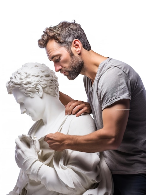 Photo un sculpteur masculin talentueux créant de l'art généré par l'ia