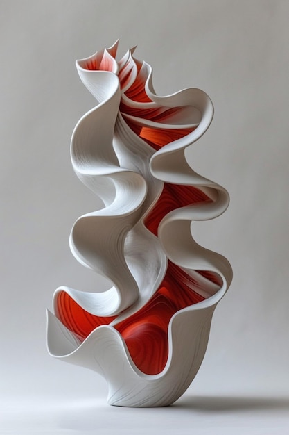 Photo une sculpture 3d avec des formes abstraites rouges et blanches