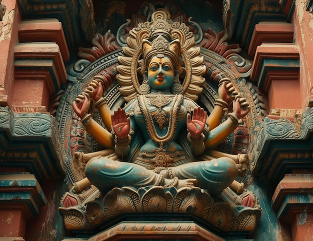 Photo la sculpture adorable de durga dans le temple de bangal
