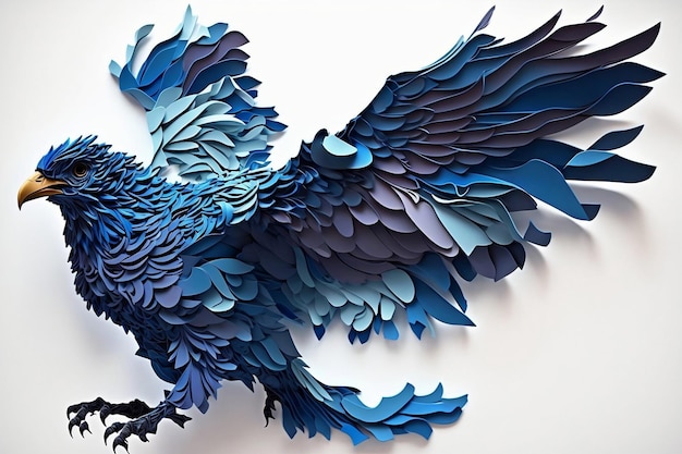 Une sculpture d'aigle papier numérique quilling art illustration numérique générée par l'IA
