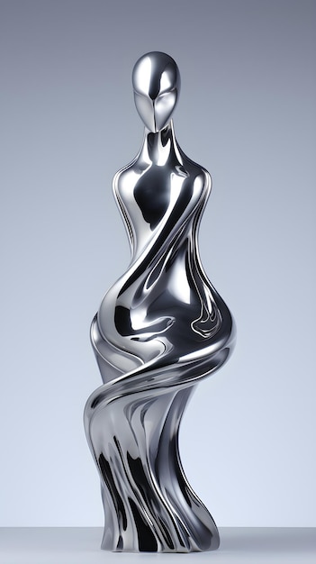 Une sculpture en argent d'une femme avec une figure dessus