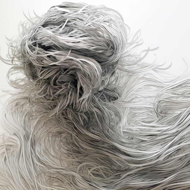 Sculpture d'art numérique à pinceau fluide dans des portraits monochromes