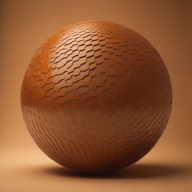 Une sculpture d'une balle qui a un motif dessus