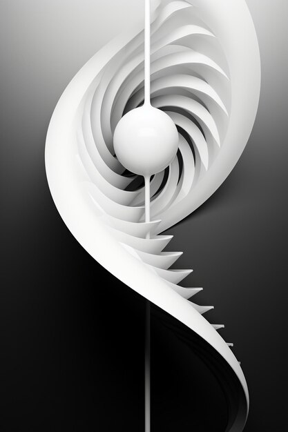 une sculpture blanche avec une spirale dessus