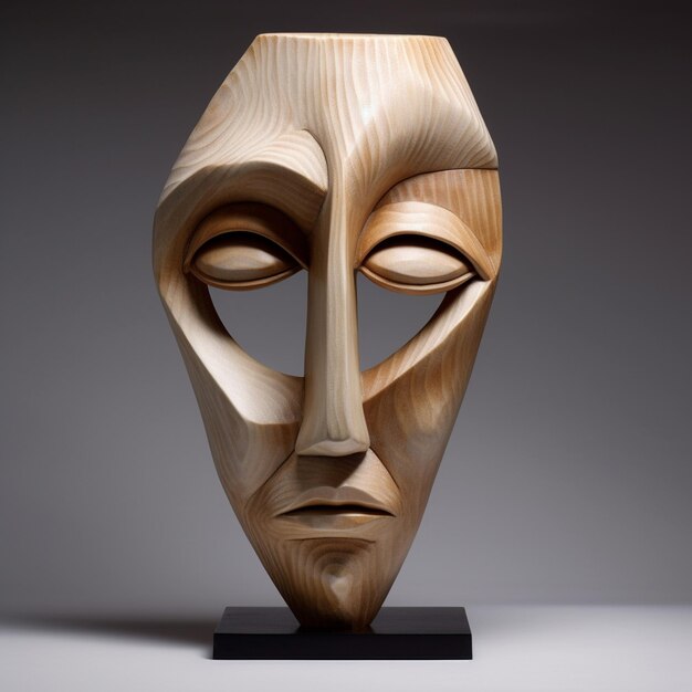 Une sculpture en bois avec une couleur brune sur le dessus dans l'art de style