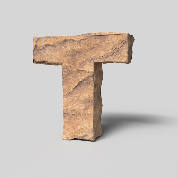 Une sculpture en bois marron d'une lettre t est en bois.