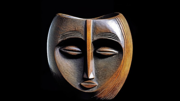 une sculpture en bois d'un visage