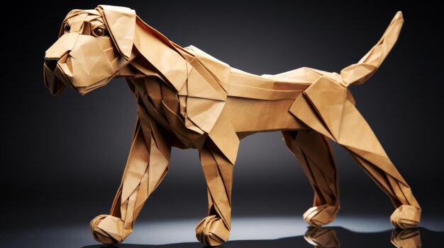 Photo une sculpture de chien faite de papier