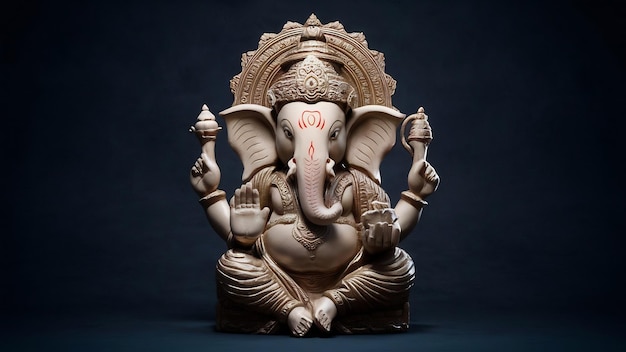 Sculpture décorative du seigneur Ganesha sur un fond sombre