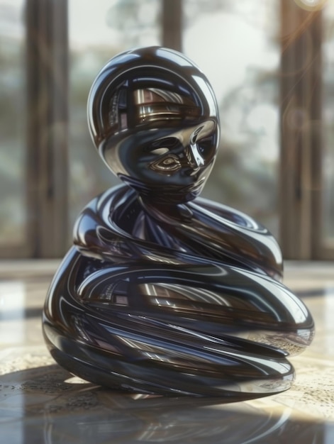 une sculpture d'une femme avec un visage dessus