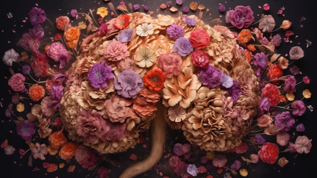 Une sculpture florale avec une fleur dessus