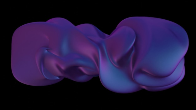 Sculpture fluide abstraite dans des teintes violettes et bleues tourbillonnantes sur un fond noir formant une forme organique douce avec des transitions lisses et une esthétique rêveuse