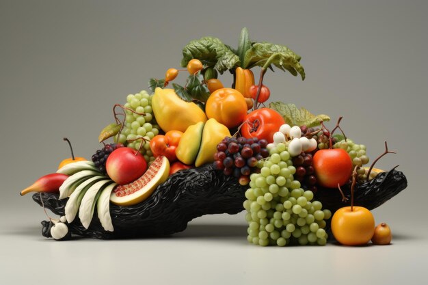 Photo sculpture inventive avec des fruits générez ai