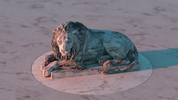 Photo la sculpture d'un lion sur la plate-forme en marbre blanc d illustration