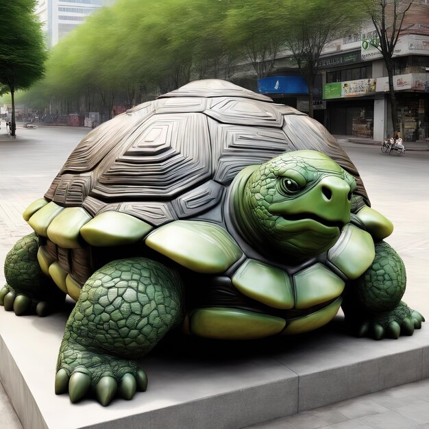 la sculpture d'un liona gros plan d'une belle statue en marbre blanc d'une tortue