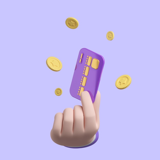 Sculpture à la main tenant une carte de crédit premium La meilleure offre bancaire pour les clients VIP illustration de rendu 3d