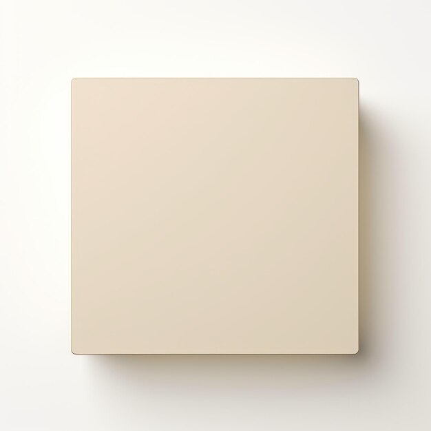 Sculpture minimaliste carré blanc beige doux sur fond blanc